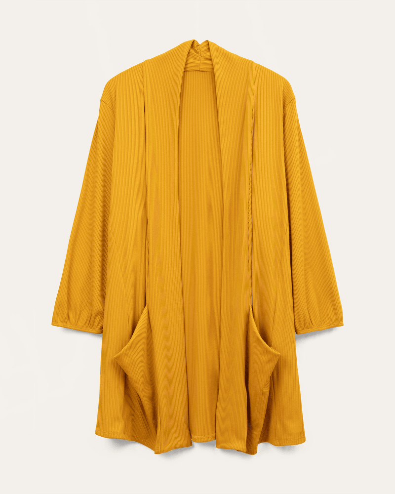 Front of plus size Cia 3/4 Sleeve Cardigan by Molly & Isadora | Dia&Co | dia_product_style_image_id:193429